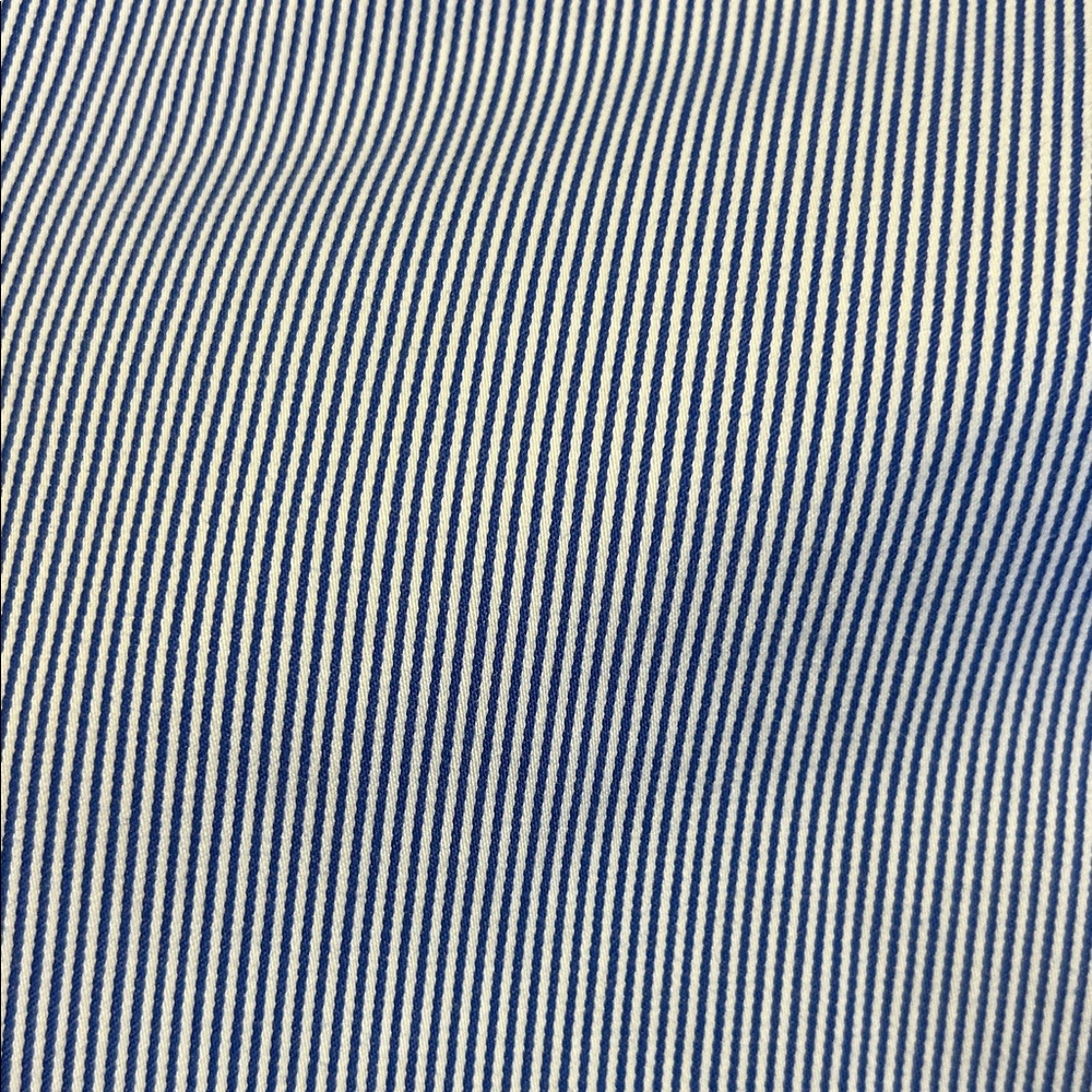 TALBOTS Size 16WP Wide-Leg Crop Length Pinstripe Pants Blue White Coastal Cotton - Picture 7 of 9